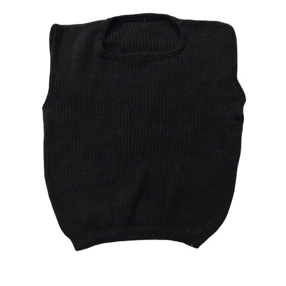 Retro Vintage 1940s-1960s Black Crewneck Sleeveless Knit Sweater Vest Top - Picture 2 of 7